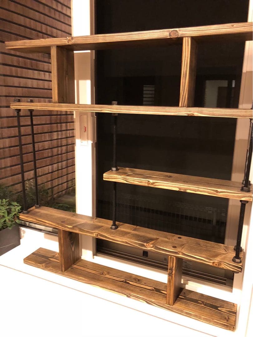 キッチンラック☆木目強調☆窓枠インテリア☆西海岸