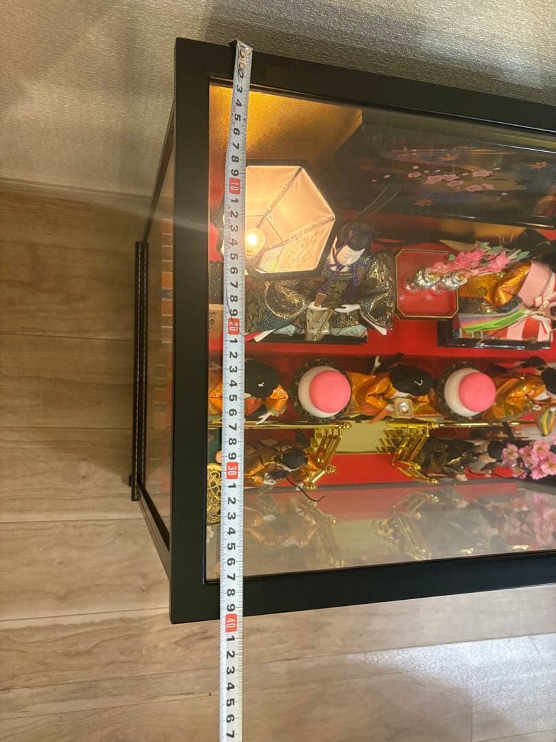 雛人形セット ガラスケース付き オルゴール 狭山清玉作 ぼんぼり