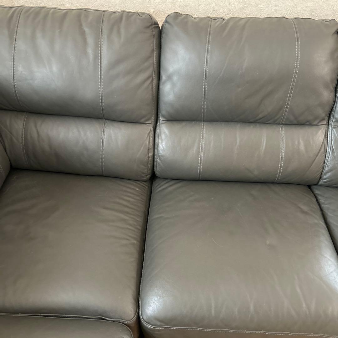 【送料込み】ニトリグレー 合成皮革 コーナーソファ2\2