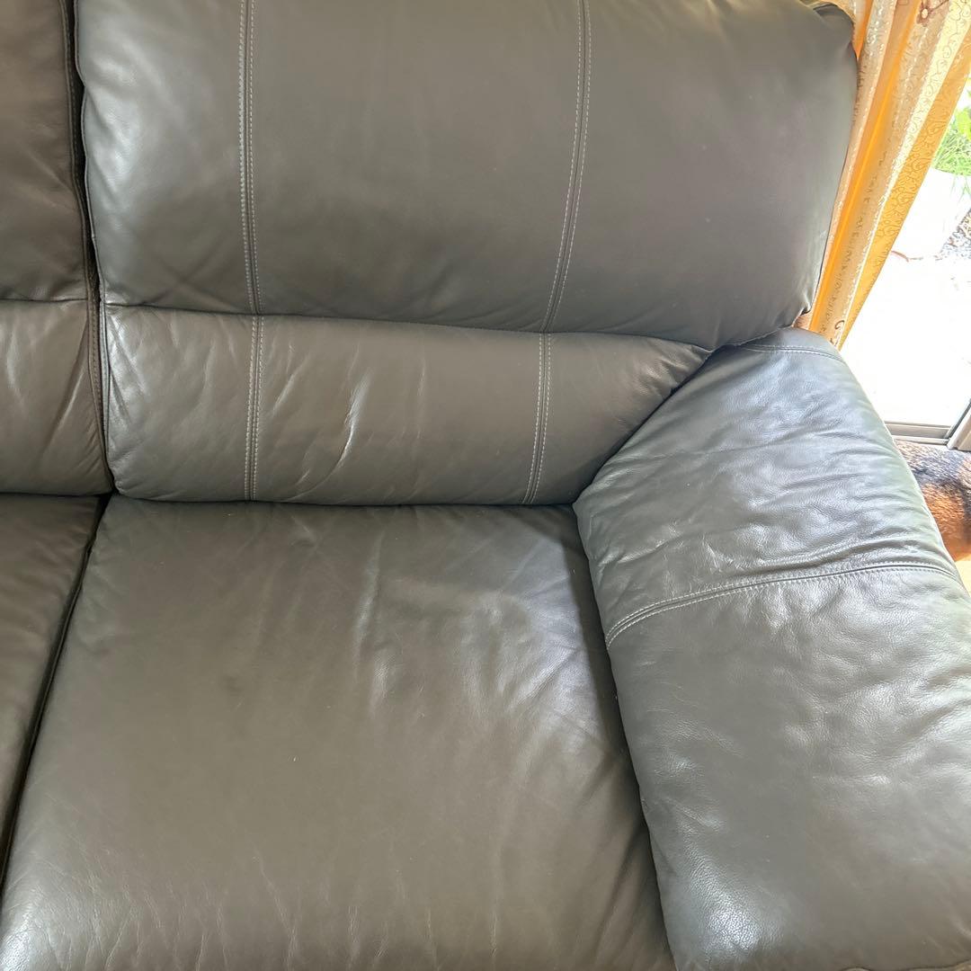 【送料込み】ニトリグレー 合成皮革 コーナーソファ2\2