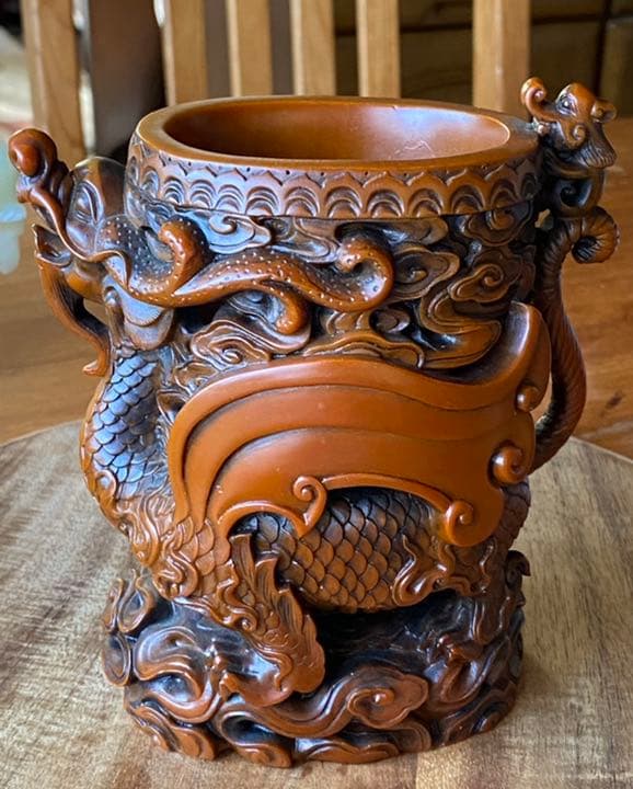 中国 台湾 獅祥　石彫刻　置き物　筆立て1点