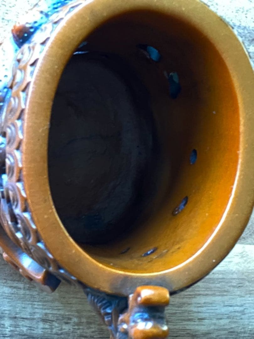 中国 台湾 獅祥　石彫刻　置き物　筆立て1点