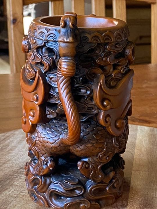 中国 台湾 獅祥　石彫刻　置き物　筆立て1点