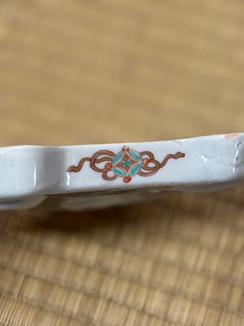 【古伊万里】色絵 「一富士二鷹三茄子」 富士形　変形皿 9客　明治時代