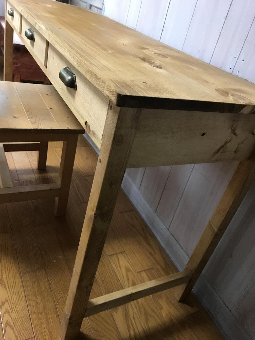 受注製作☆事務机☆学習机☆パソコン机【1400】引き出し３杯アンティック家具