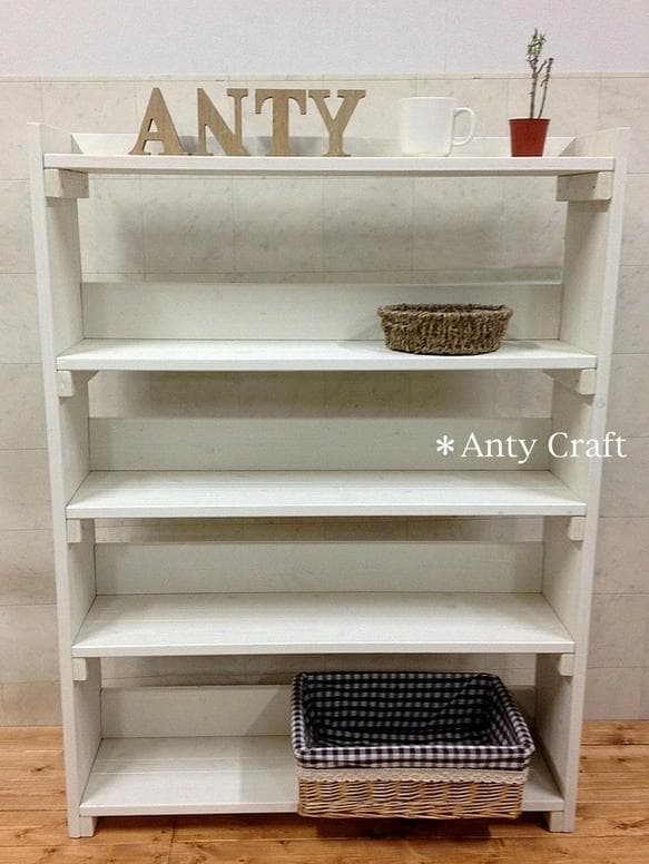 【引取可能】飾り棚付き4段棚 幅80cm W/W 完成品