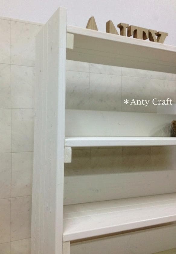 【引取可能】飾り棚付き4段棚 幅80cm W/W 完成品