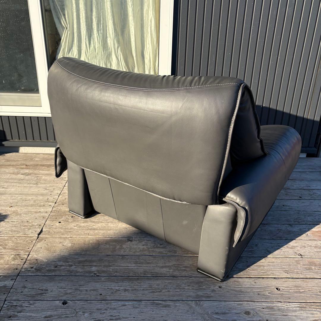 北欧レトロ カリモク 本革 1人掛けソファ 大型 ロビーチェア グレービンテージ