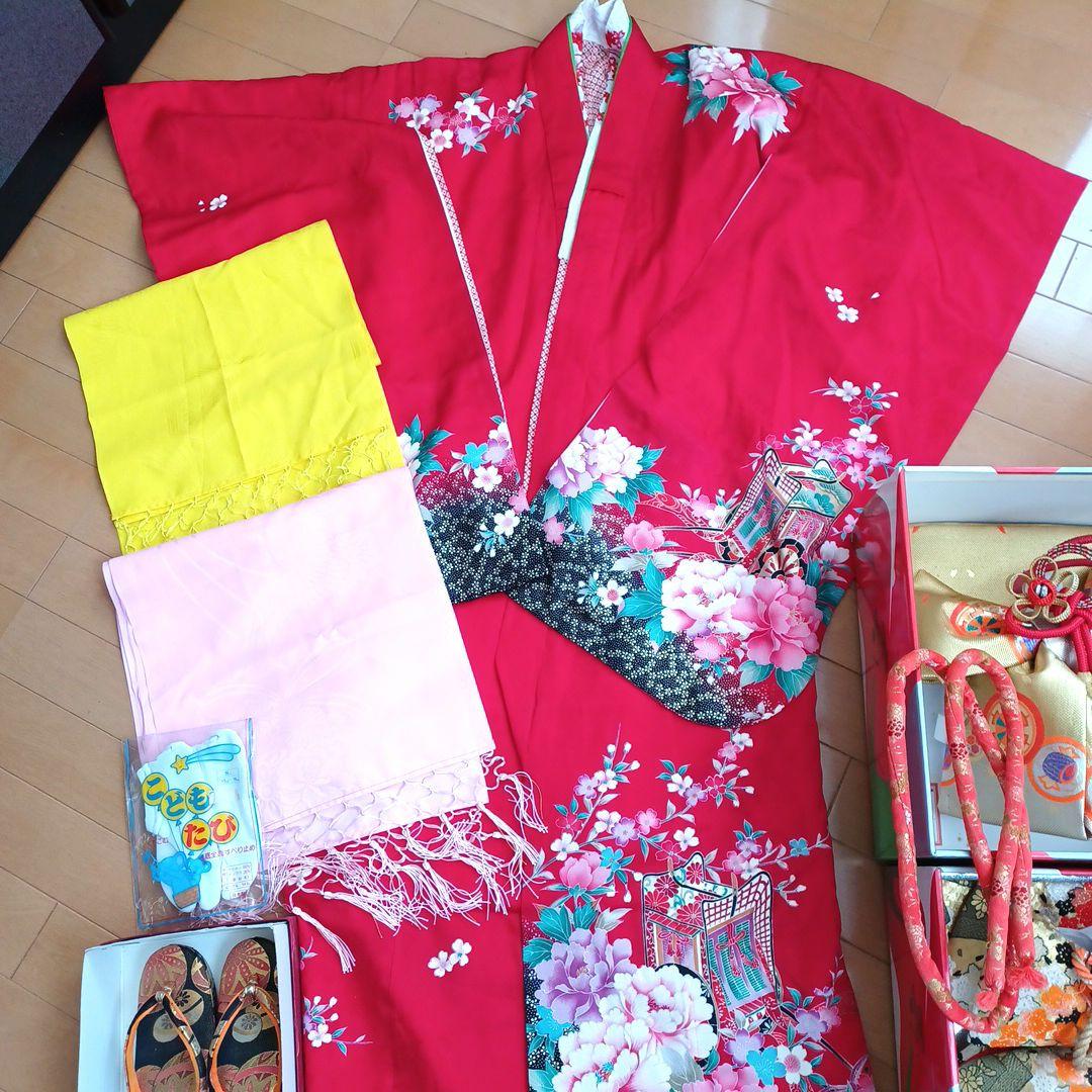 七五三女の子着物セット赤