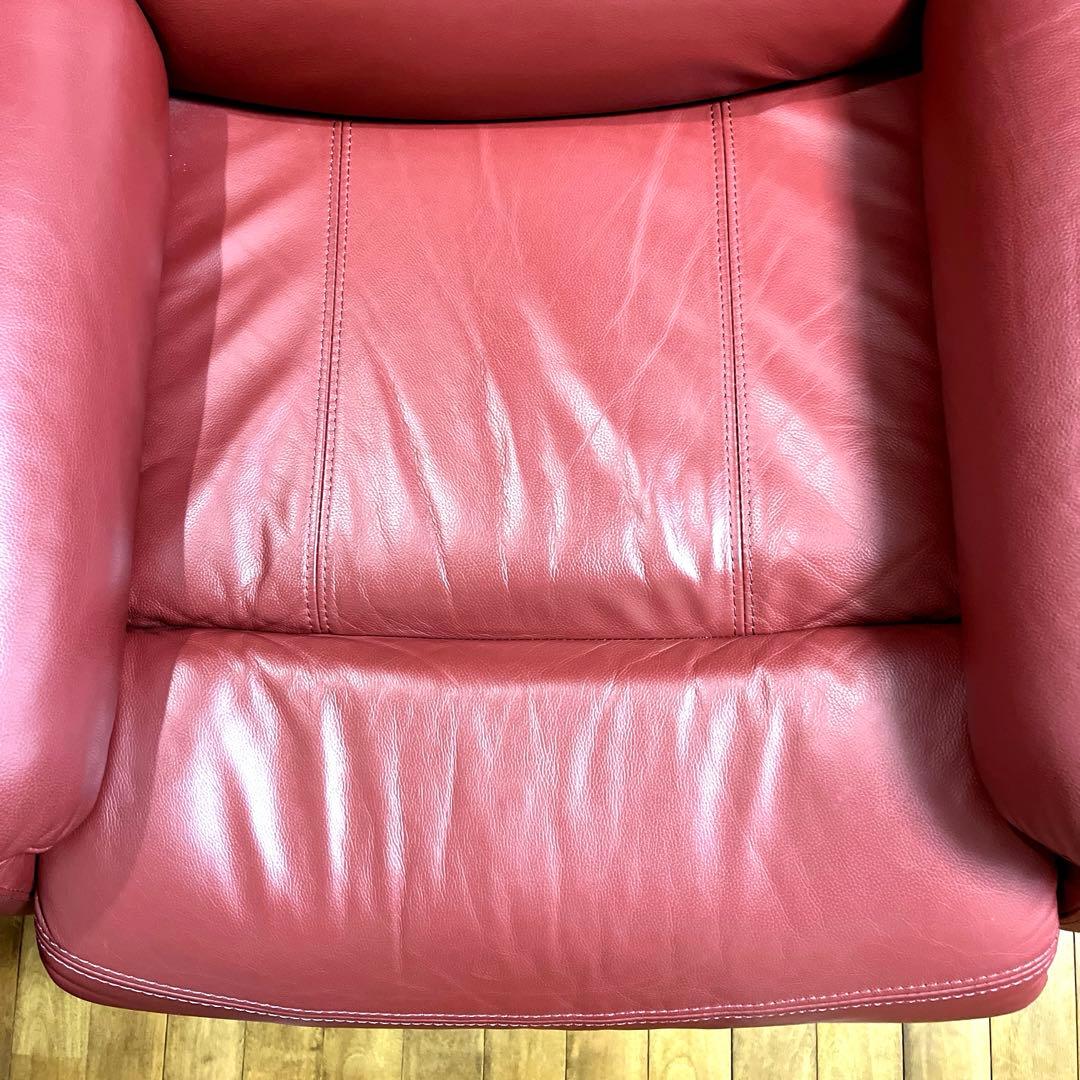 電動リクライニングソファ 本革　1人掛けレッド