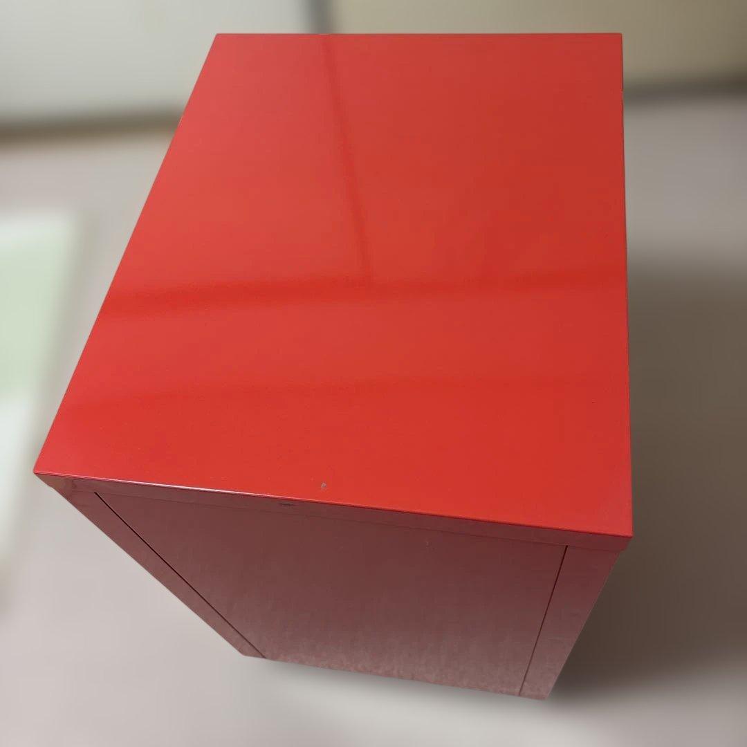 フランフラン3段デスクワゴン スチール製 キャスター付 赤色 日本製