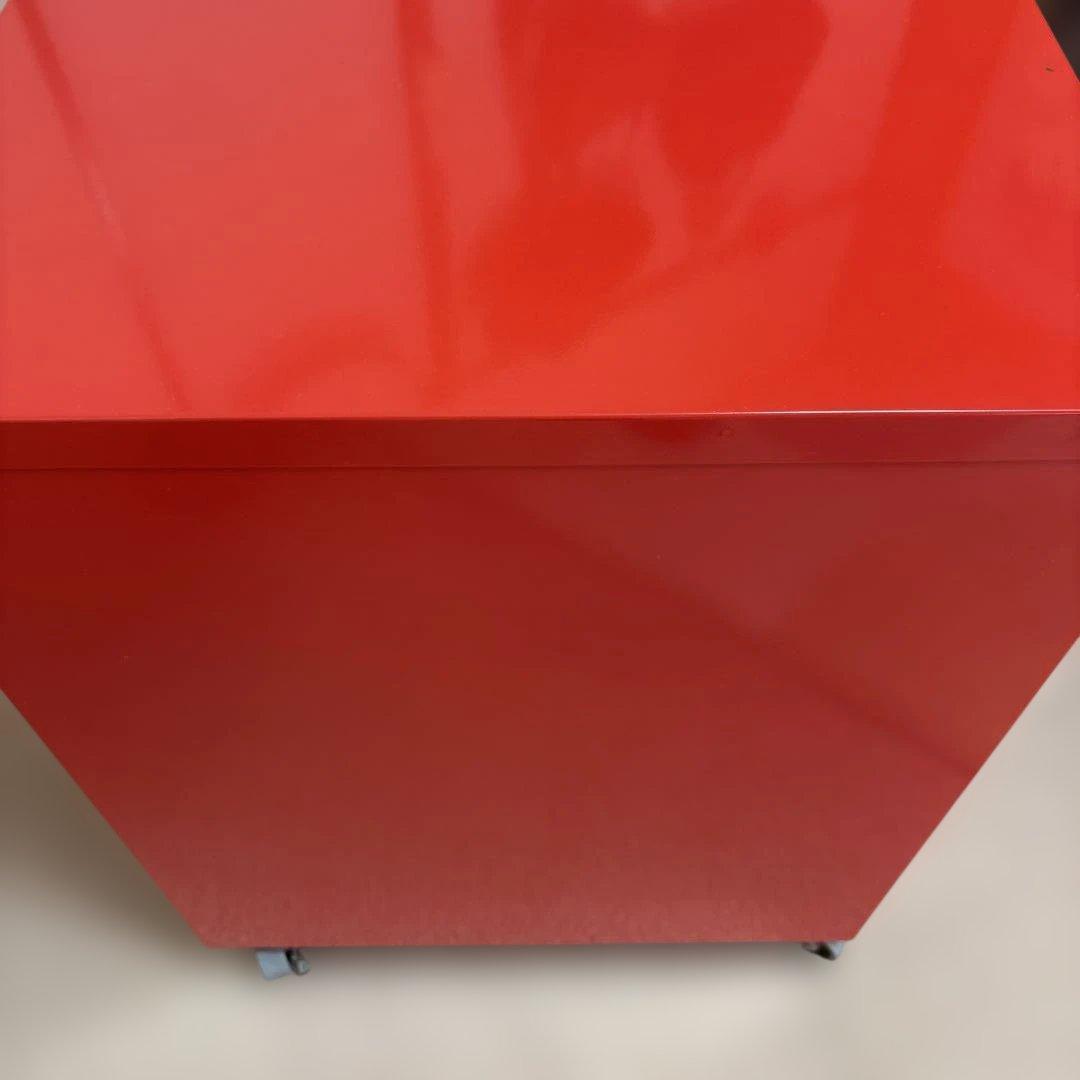 フランフラン3段デスクワゴン スチール製 キャスター付 赤色 日本製