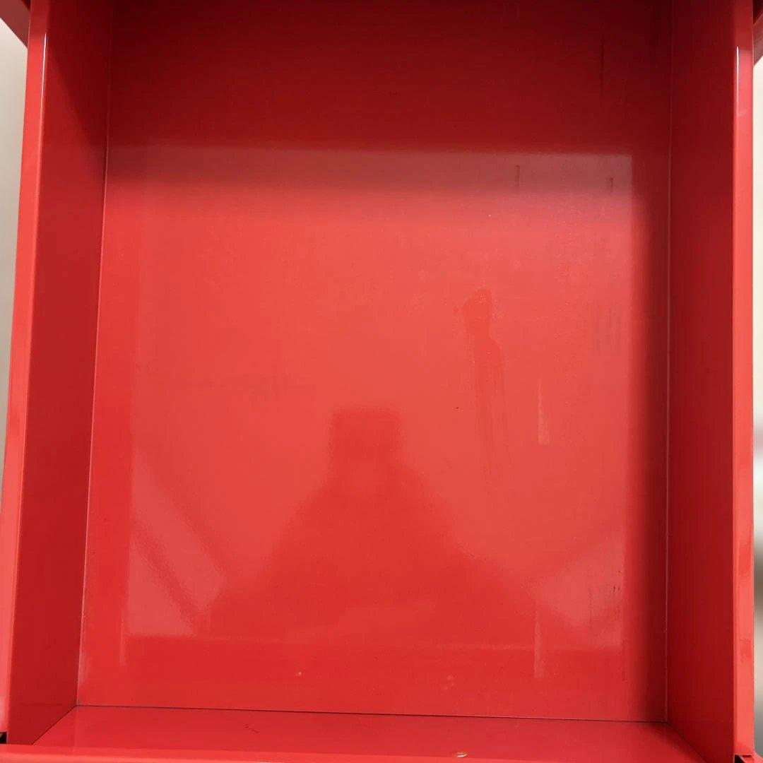 フランフラン3段デスクワゴン スチール製 キャスター付 赤色 日本製