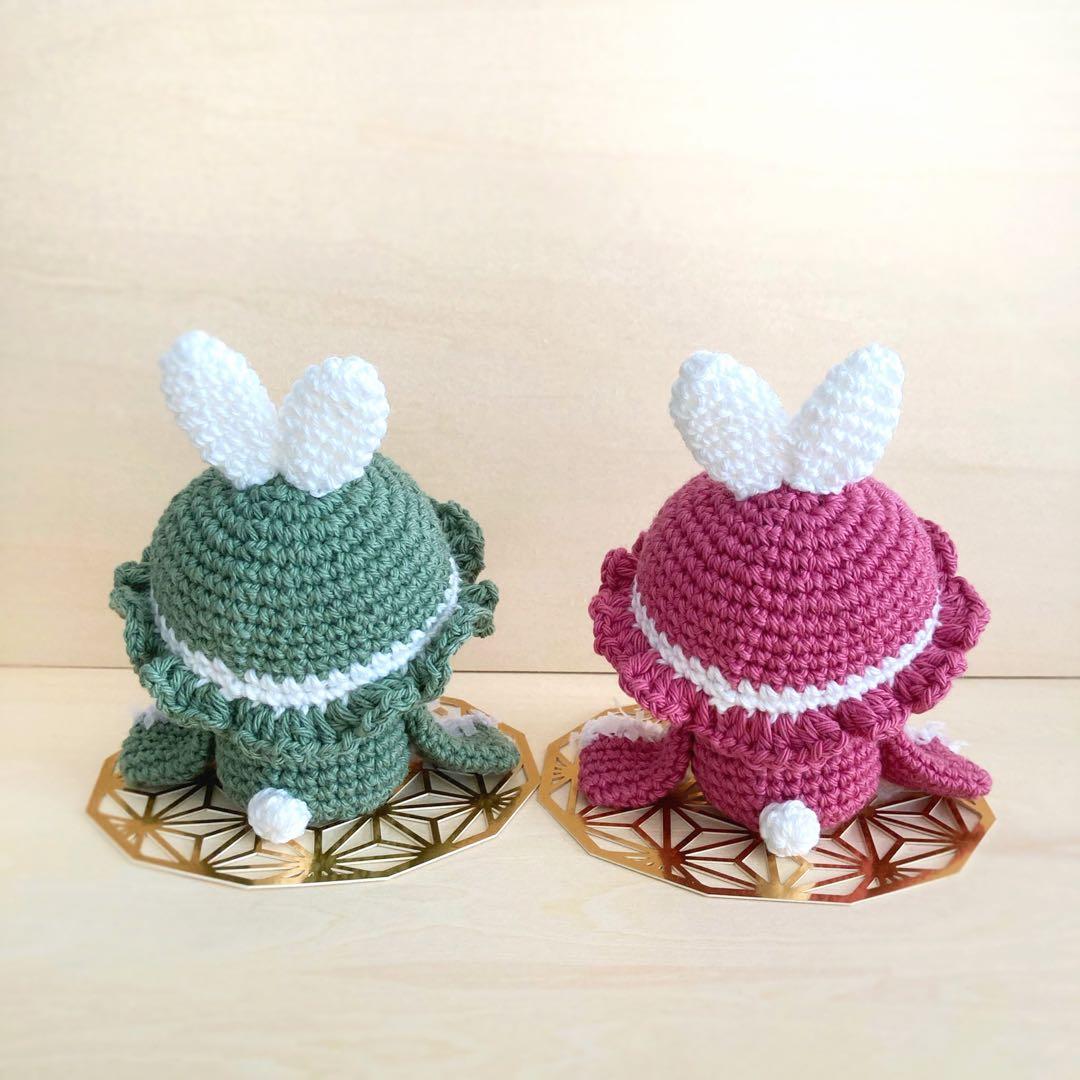 C】ひな祭り お雛様 うさぎ あみぐるみ ボンネット ベビーキャップ