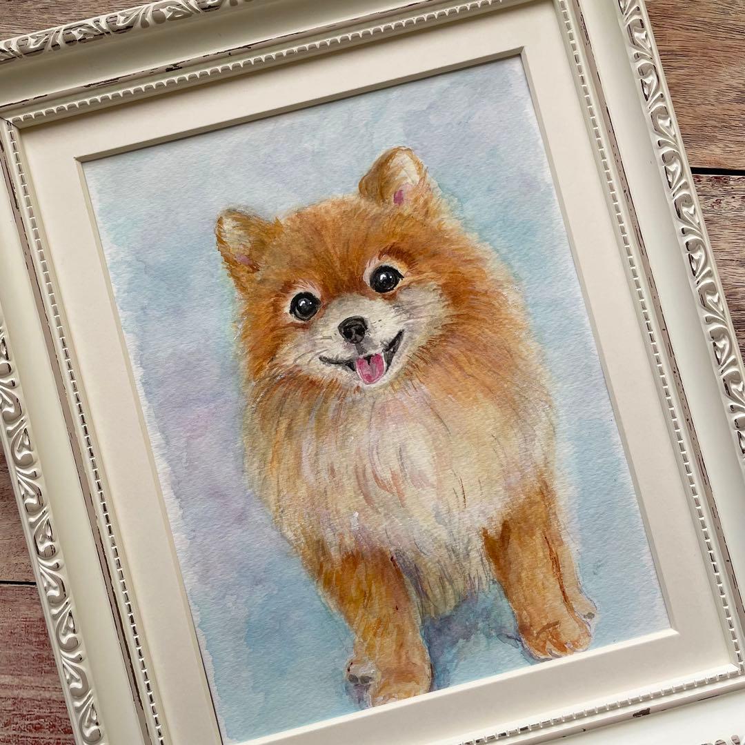 水彩画 原画 ポメラニアン 犬の絵 - メルカリ