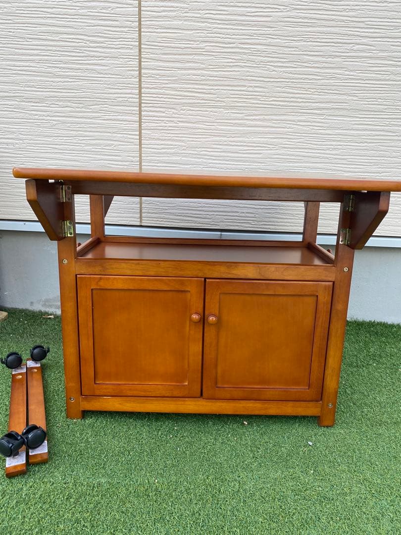 両バタ　キッチンカウンター　バタフライワゴン木製キッチンワゴン 折りたたみ式