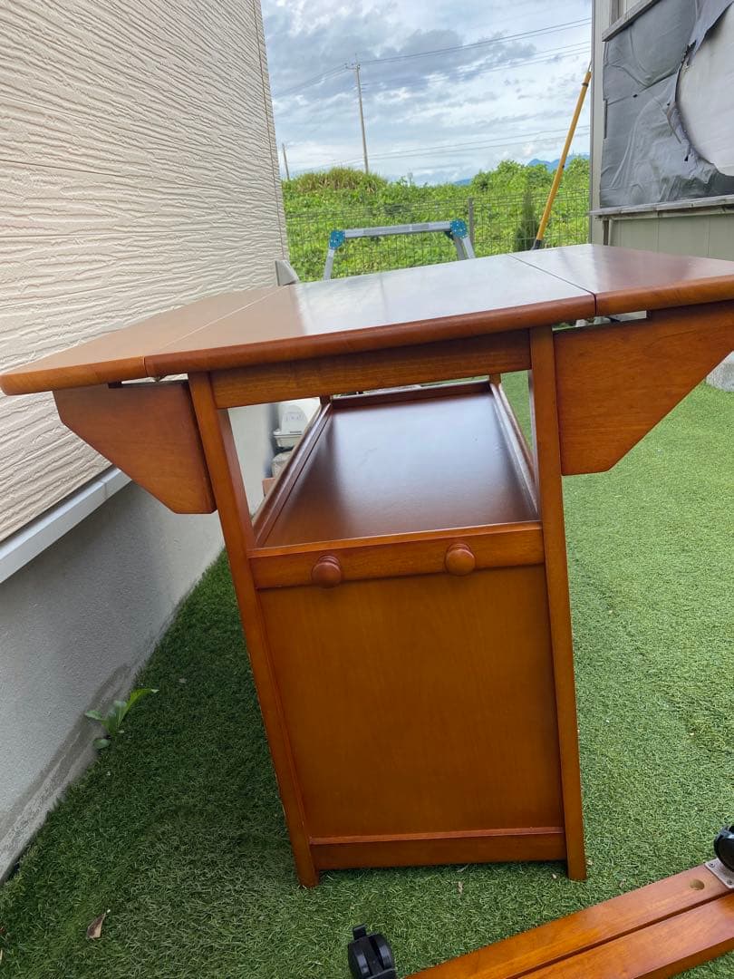 両バタ　キッチンカウンター　バタフライワゴン木製キッチンワゴン 折りたたみ式