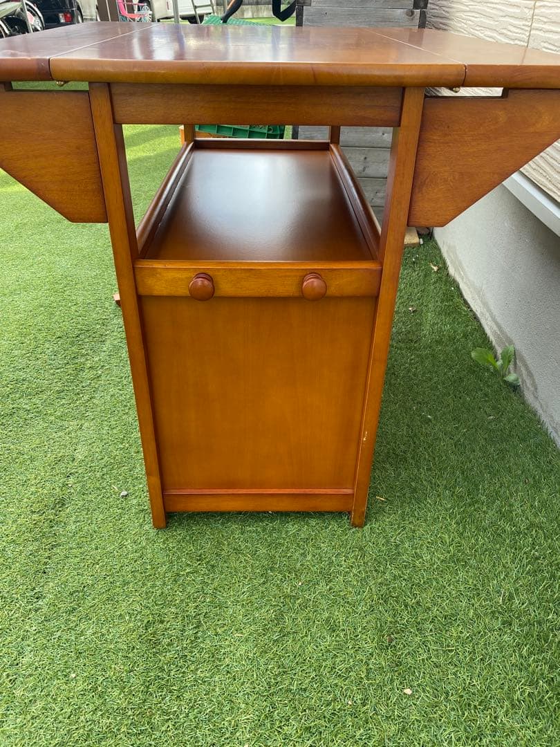 両バタ　キッチンカウンター　バタフライワゴン木製キッチンワゴン 折りたたみ式