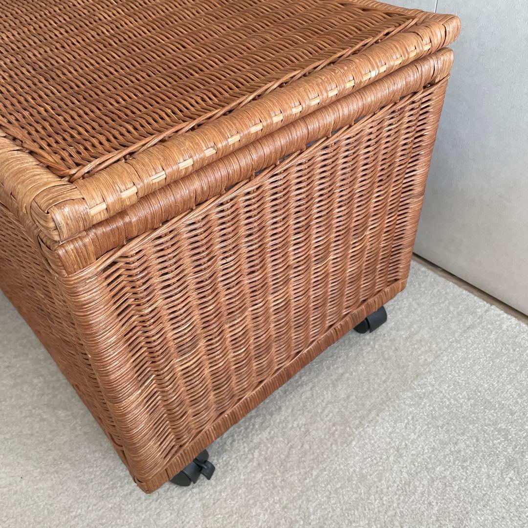 キャスター付きラタンリネンボックス ＜幅70cm＞ブラウン