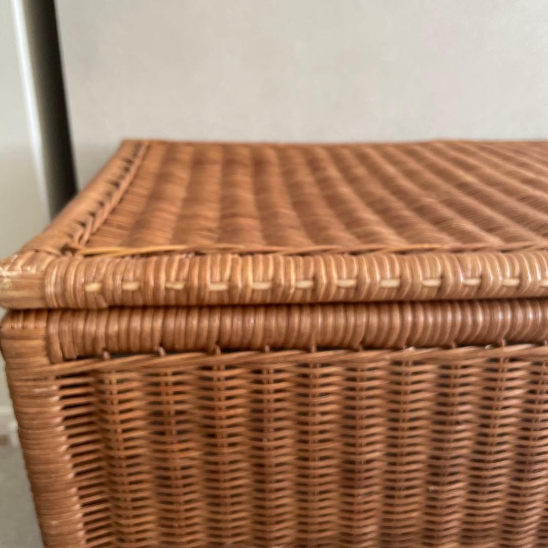 キャスター付きラタンリネンボックス ＜幅70cm＞ブラウン