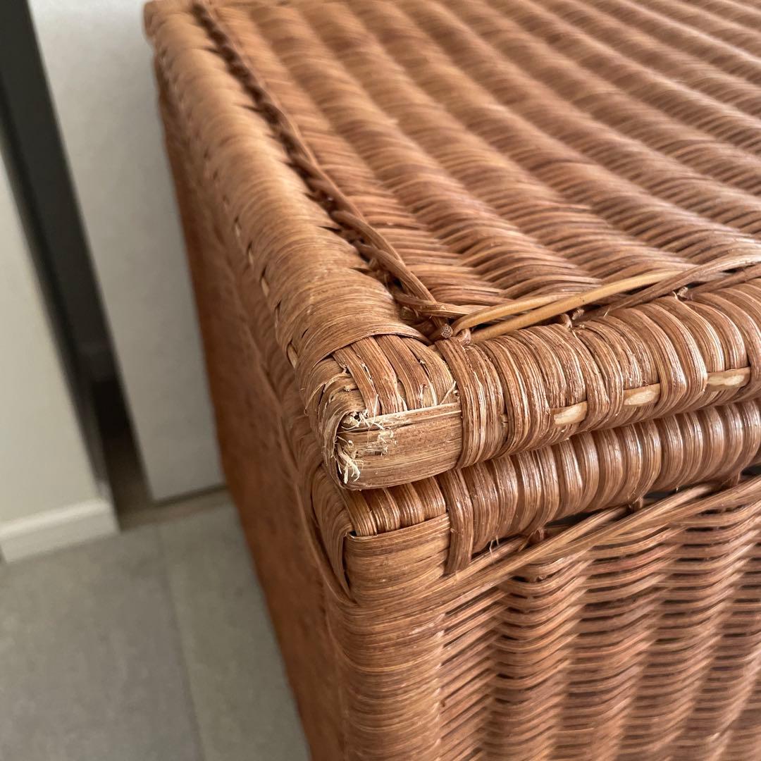 キャスター付きラタンリネンボックス ＜幅70cm＞ブラウン