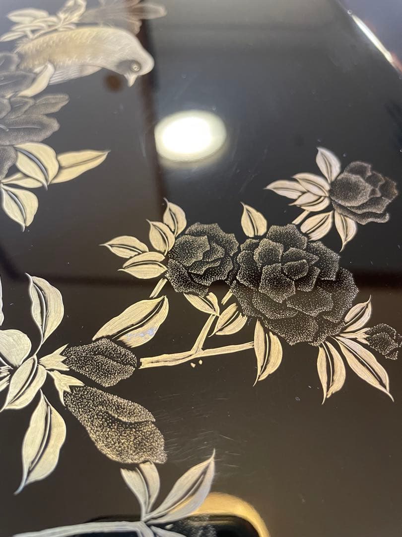 5点セット 脚付膳 お膳台 漆塗り 金 蒔絵 鳥 鷹 鶯 花 紅葉 もみじ