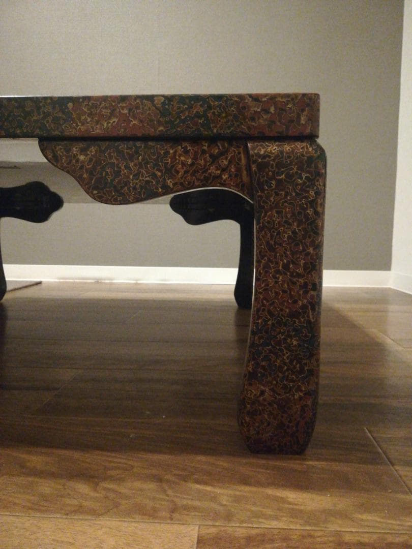 ビンテージ津軽塗り座卓正方形ローテーブル　ヴィンテージちゃぶ台