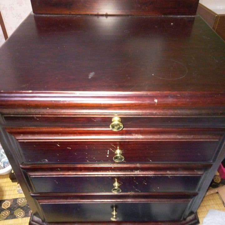 ダークブラウン木製4段サイドテーブル