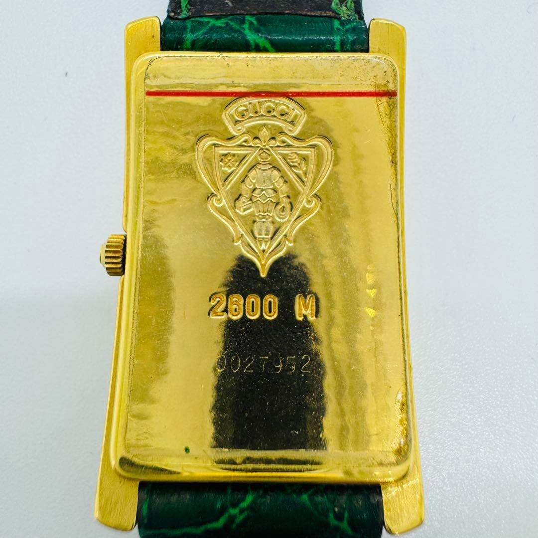 ✨GUCCI✨グッチ✨2600M✨グリーンレザー✨クォーツ✨ヴィンテージ✨腕時計