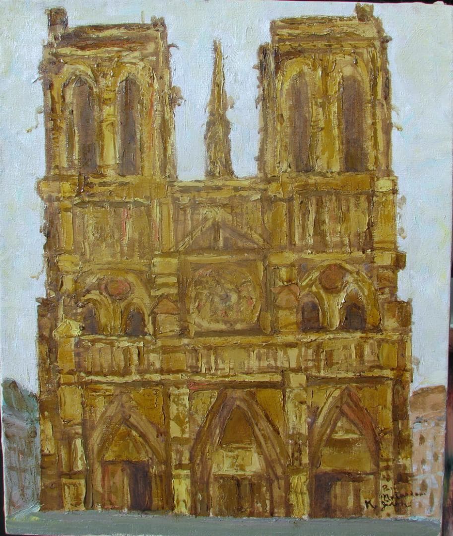 木村二朗「At Paris ノートルダム寺院」8号油彩,パリ大人気作 - メルカリ