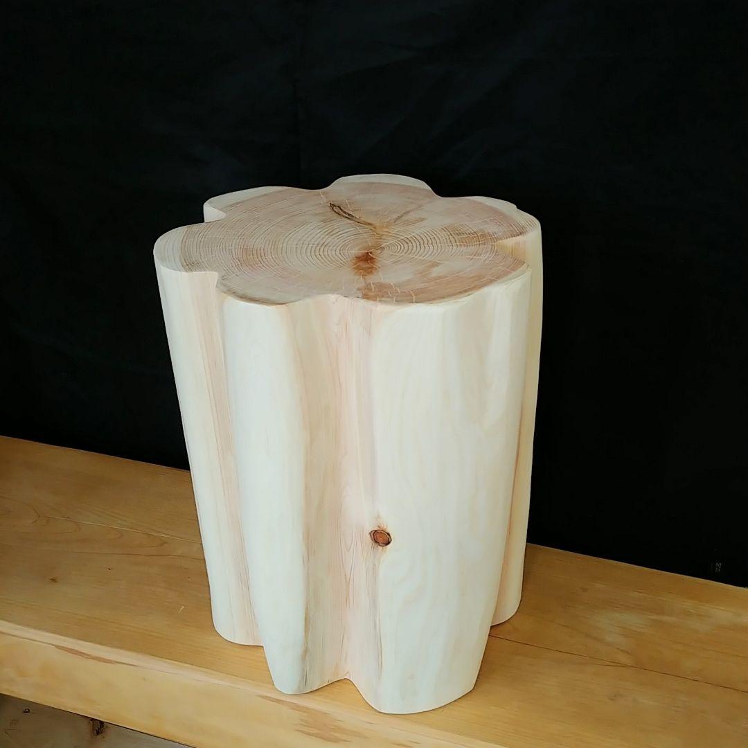 丸太スツール　フリル　ヒノキ