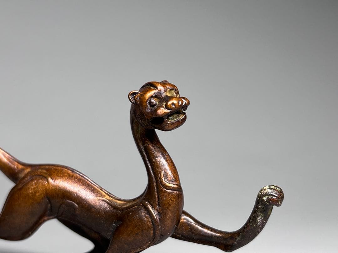 古美術 文鎮 置物 龍 細工 金属工芸 古銅 骨董品 飾り物 開運風水