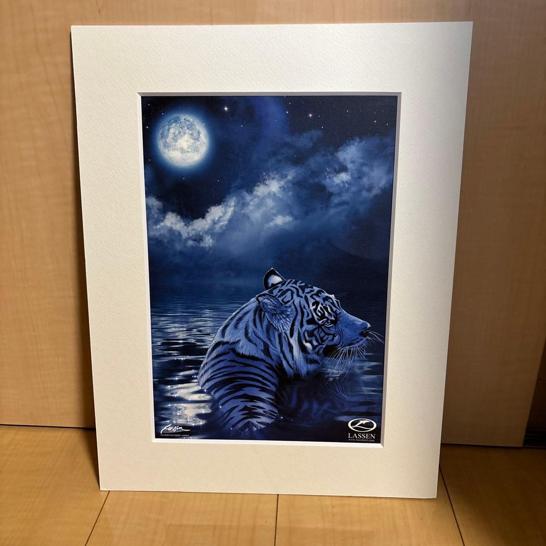 クリスチャンラッセン 月 虎 アートポスター ムーンリットディステニー
