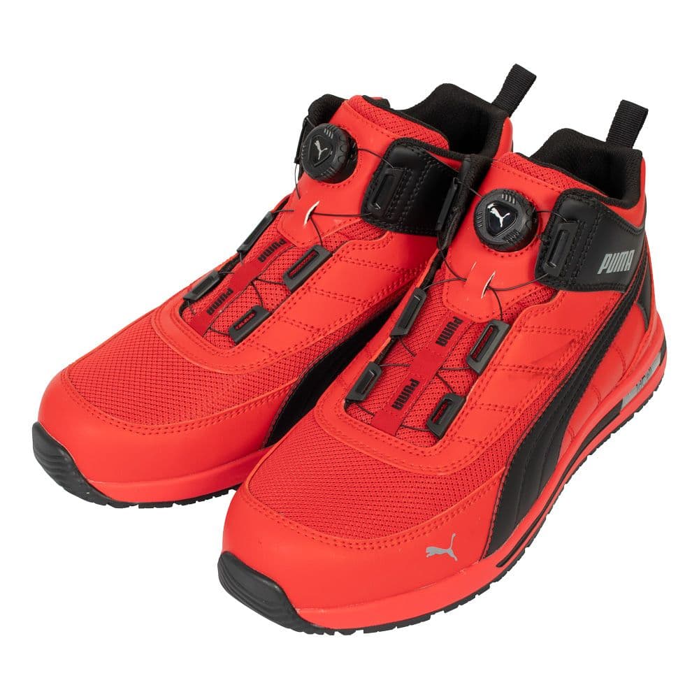 プーマ安全靴#63.215 25.5cmスイッチバック・レッド・ディスクミッド