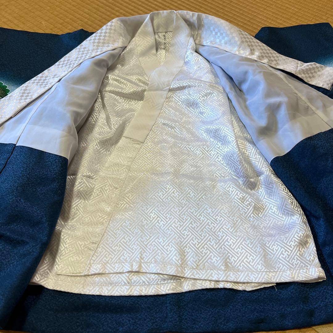 【極美品】七五三 着物 セット 青色 伝統的なデザイン 付属品あり