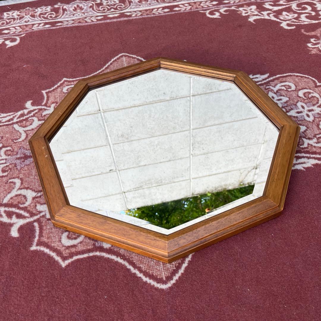 高品質◾️maruni マルニ 八角形 オーク材 ウォールミラー 壁掛けミラー 鏡