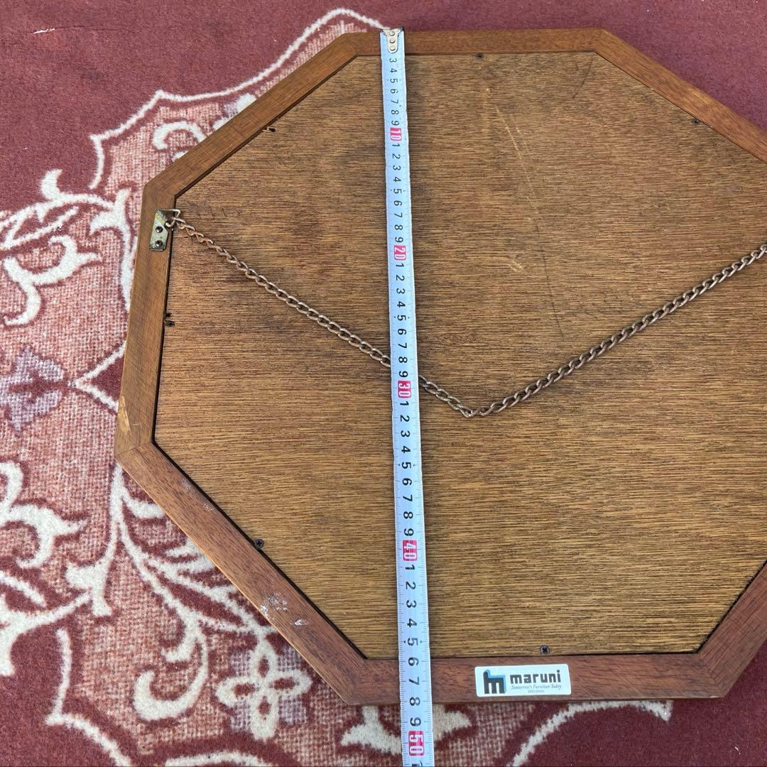 高品質◾️maruni マルニ 八角形 オーク材 ウォールミラー 壁掛けミラー 鏡