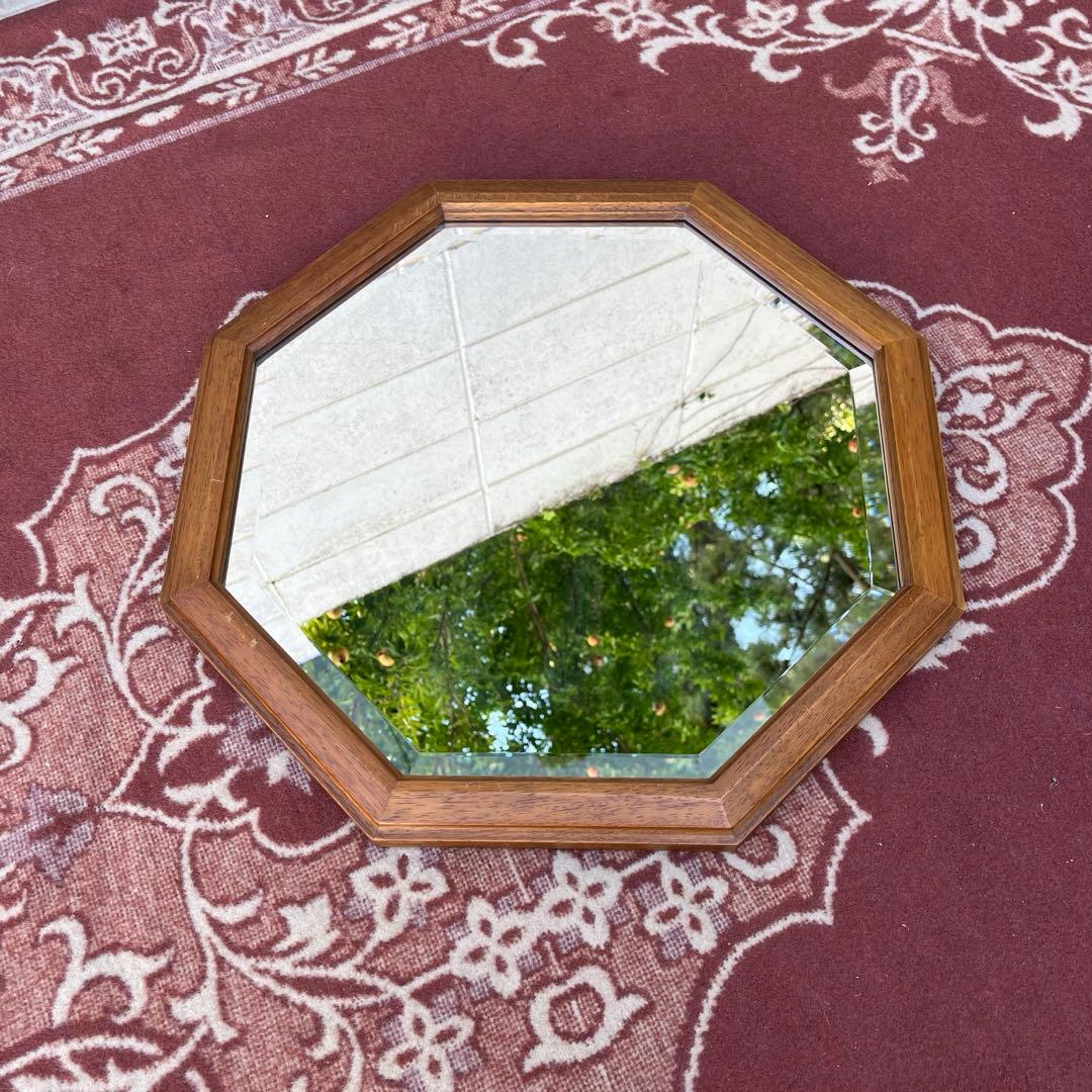 高品質◾️maruni マルニ 八角形 オーク材 ウォールミラー 壁掛けミラー 鏡