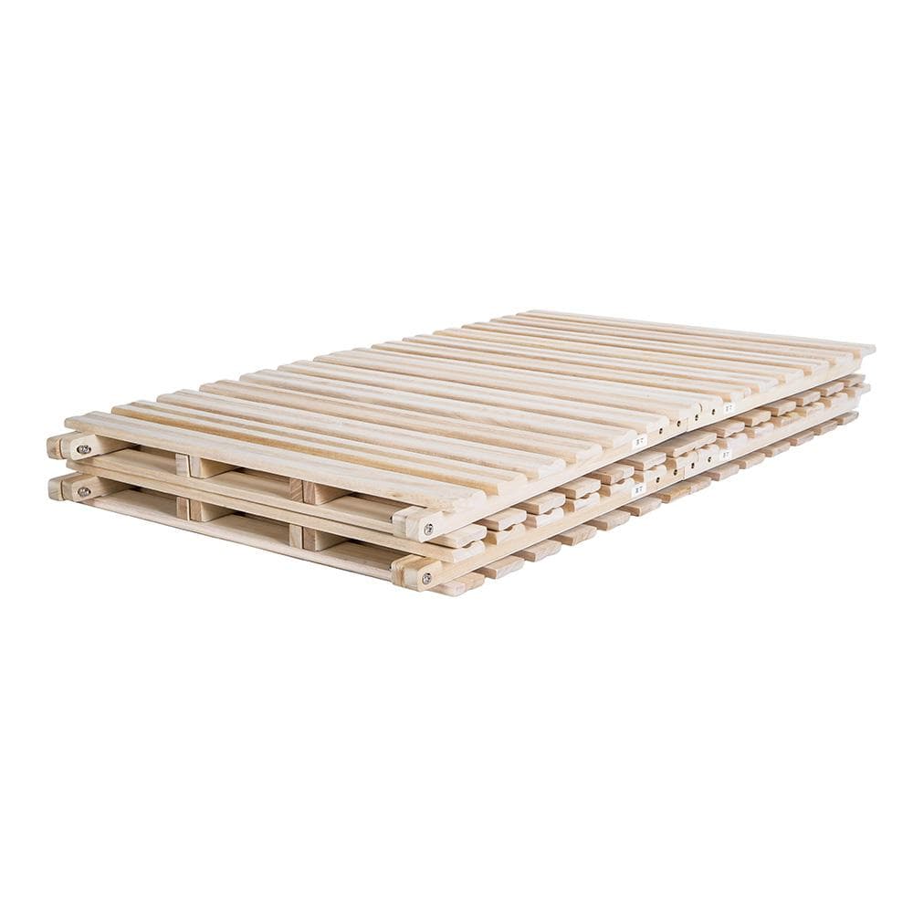 【新品】ゼミダブル 折りたたみすのこベッド 天然桐 二つ折り コンパクト