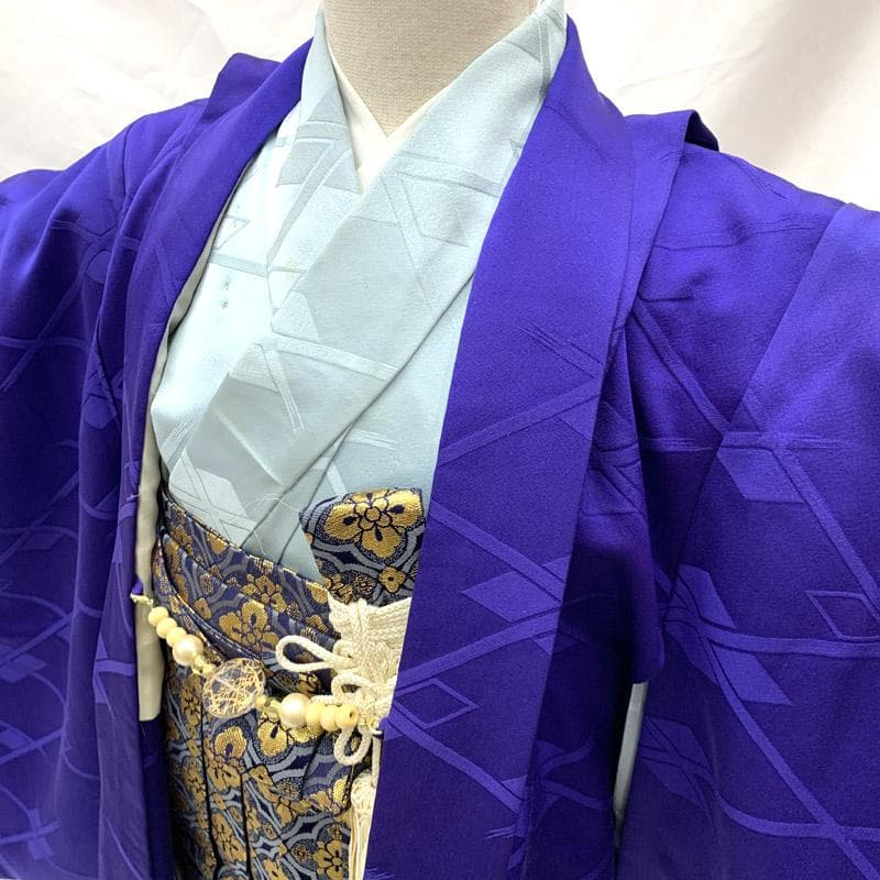 410ab36■七五三 五歳 着物&羽織&袴&角帯 色紋付 一つ紋■状態良好