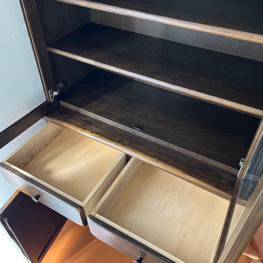 柏木工　ガラスキャビネット　アンティーク　店舗什器　楢材　食器棚