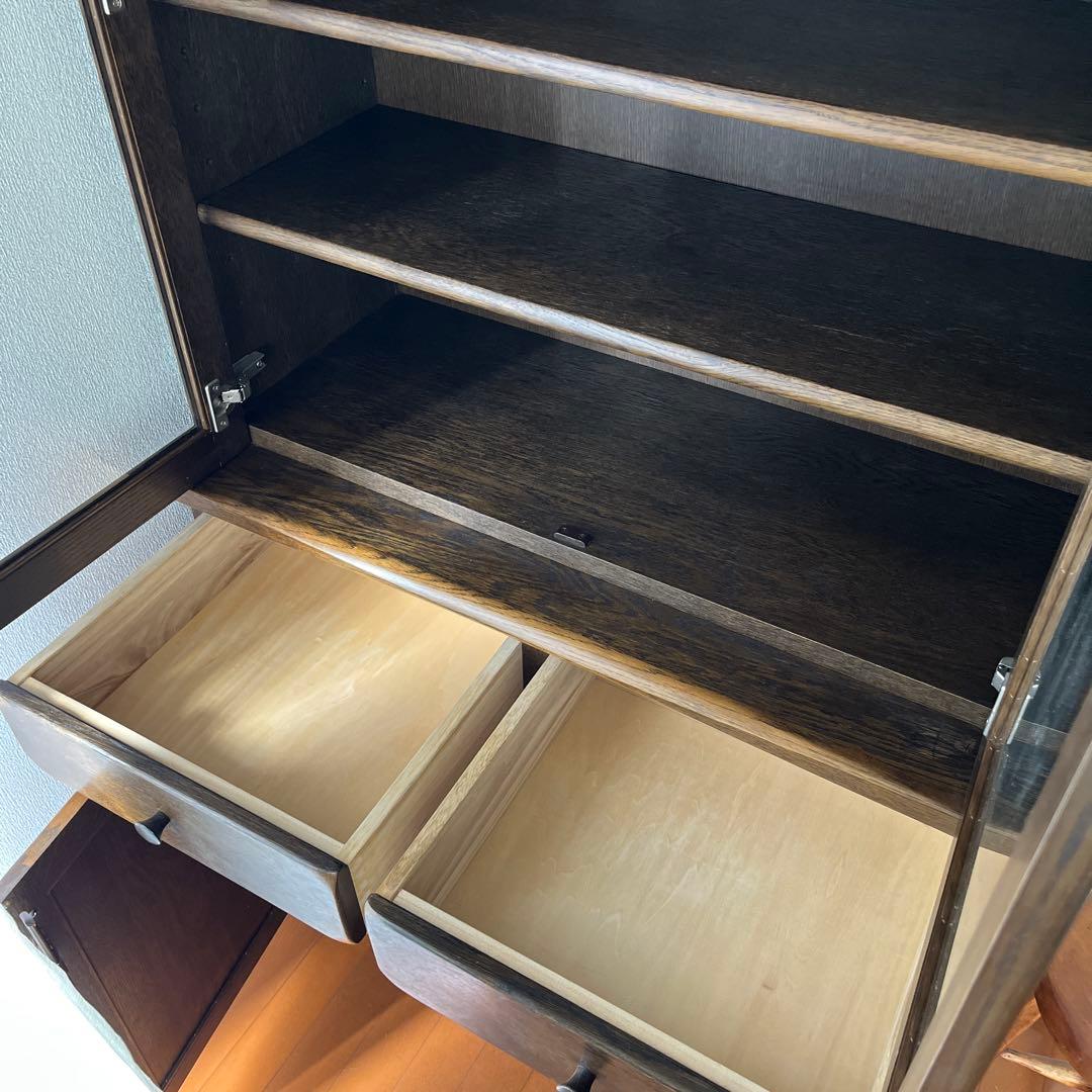 柏木工　ガラスキャビネット　アンティーク　店舗什器　楢材　食器棚