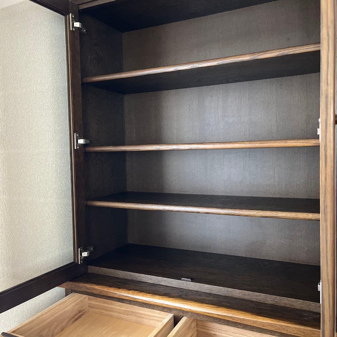 柏木工　ガラスキャビネット　アンティーク　店舗什器　楢材　食器棚