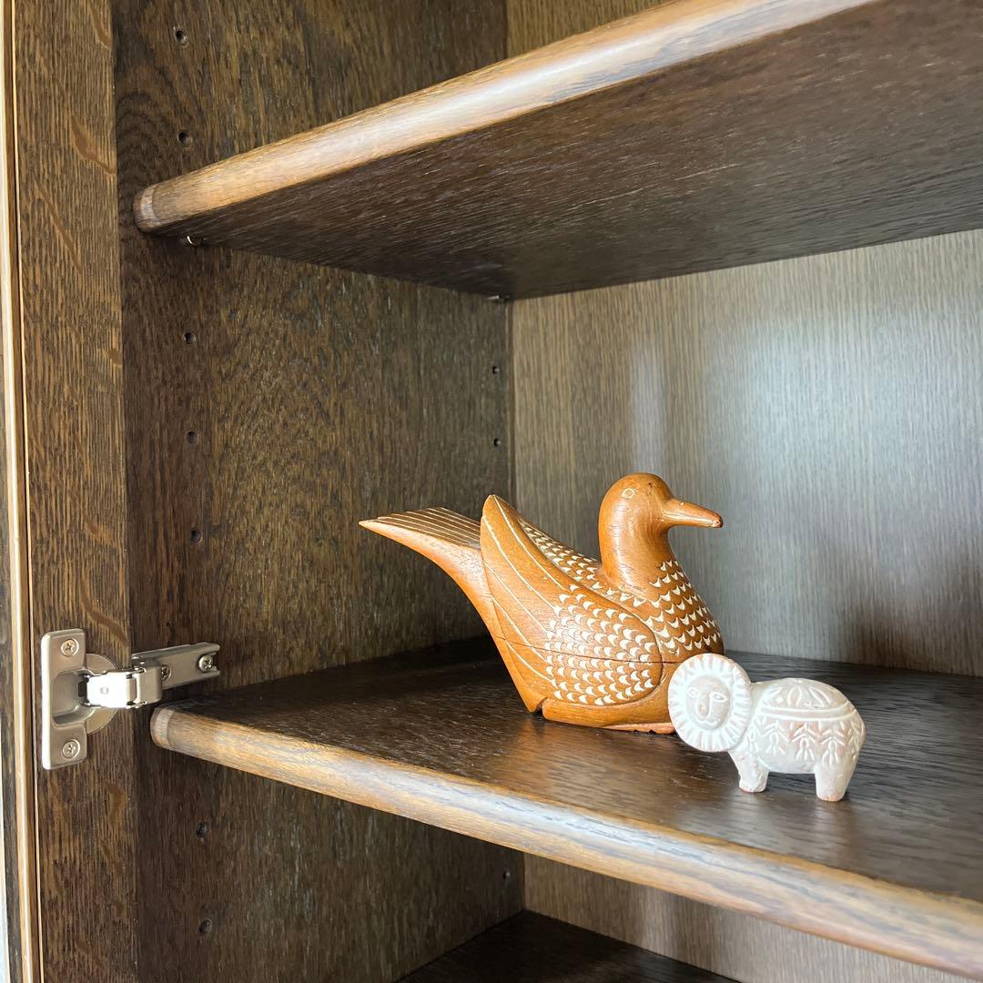 柏木工　ガラスキャビネット　アンティーク　店舗什器　楢材　食器棚