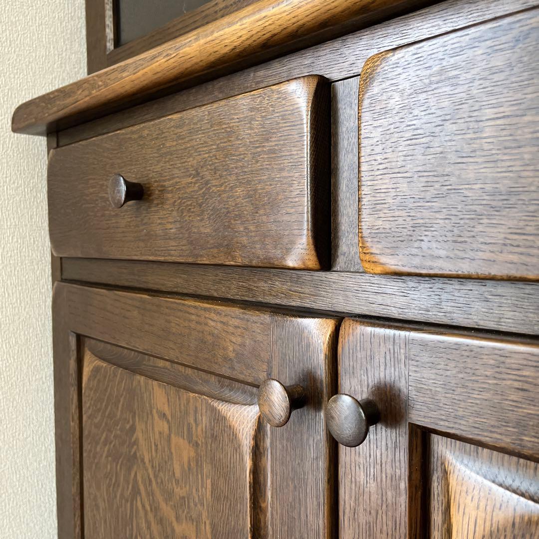 柏木工　ガラスキャビネット　アンティーク　店舗什器　楢材　食器棚