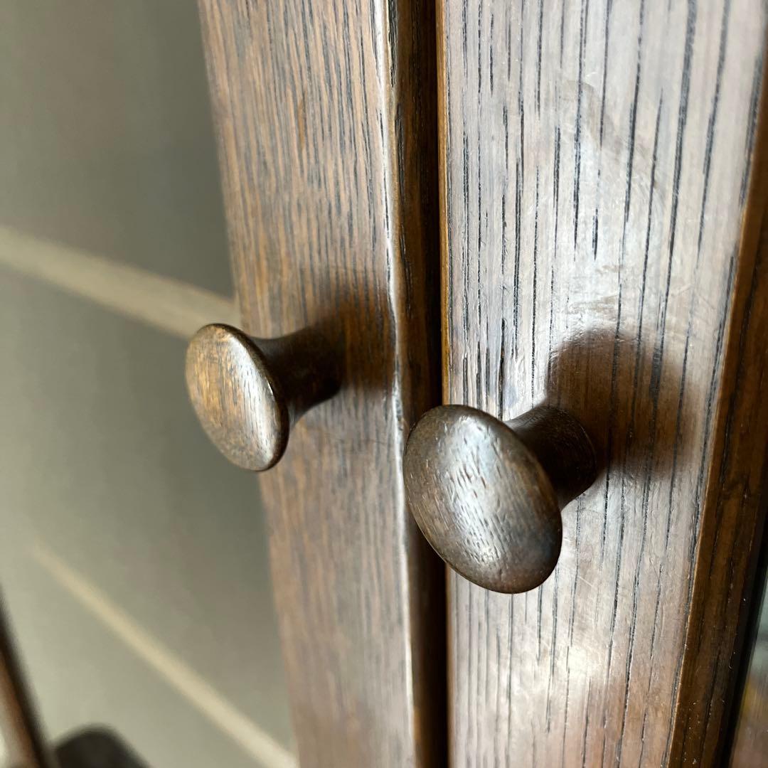 柏木工　ガラスキャビネット　アンティーク　店舗什器　楢材　食器棚