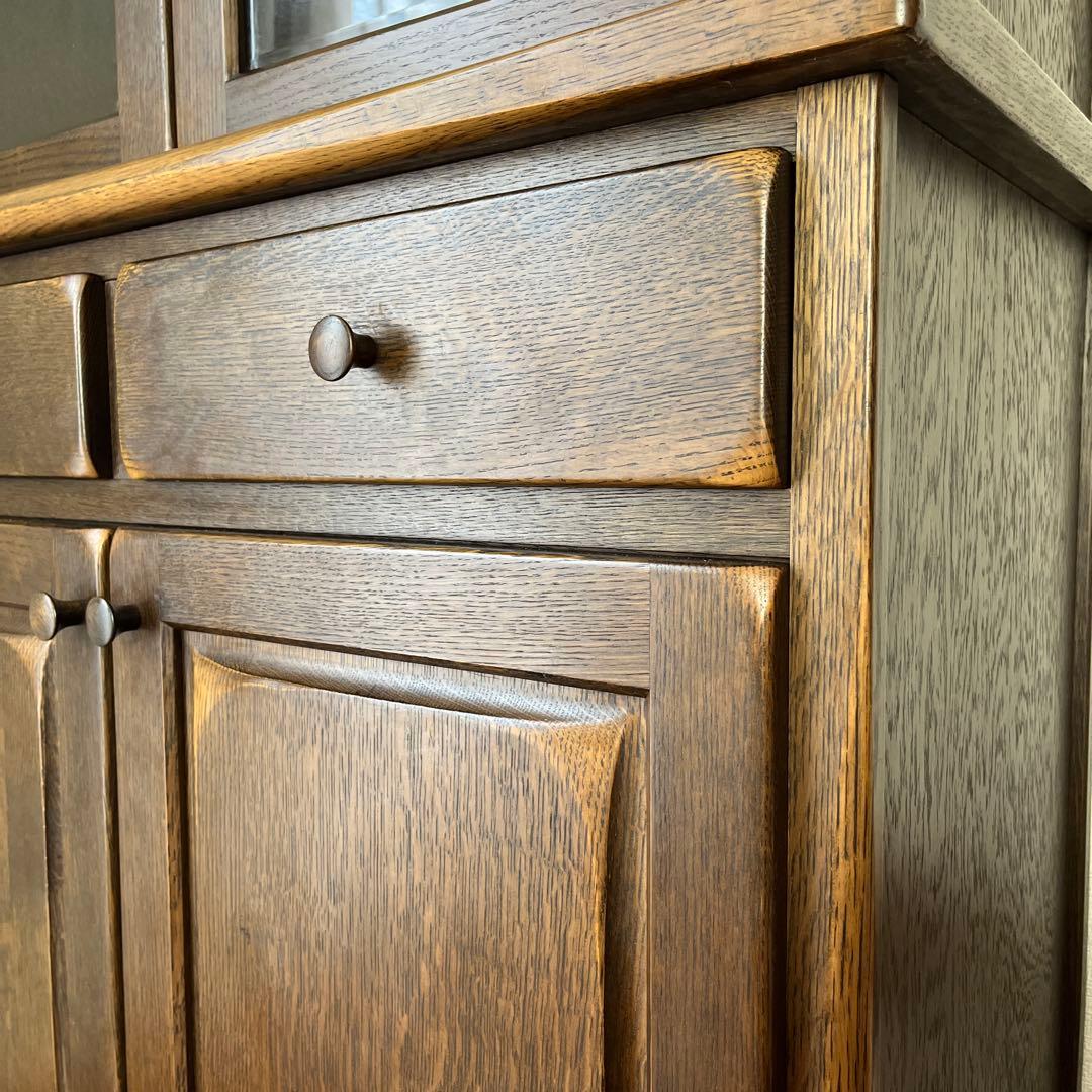 柏木工　ガラスキャビネット　アンティーク　店舗什器　楢材　食器棚