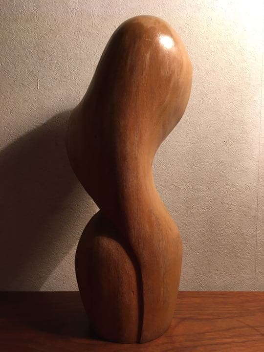 50s ビンテージ 木彫り 彫刻 女性像 胸像 バスト ハンドメイド 当時物