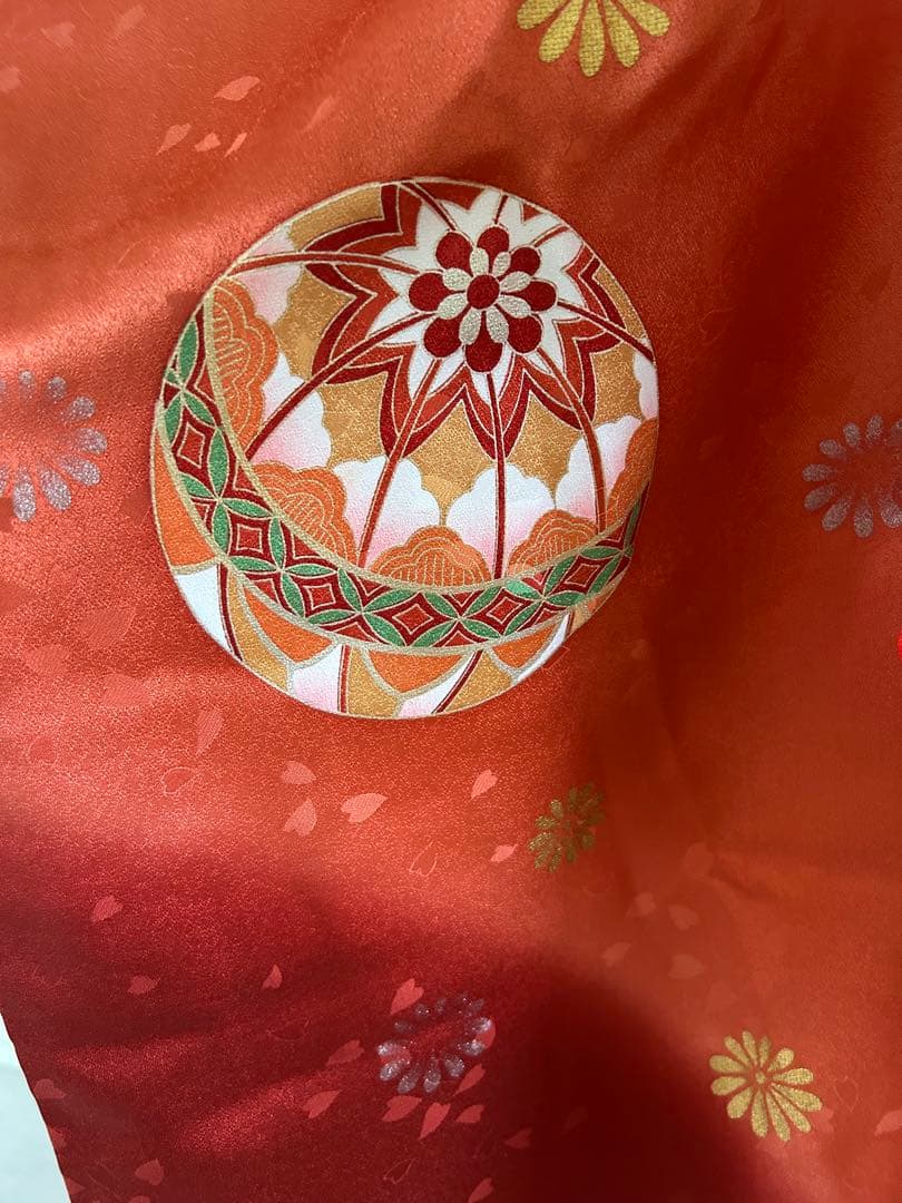 プ*s様 7歳　七五三　正絹着物、帯、帯揚げ、帯締め　しごき　バッグはこせこ扇子