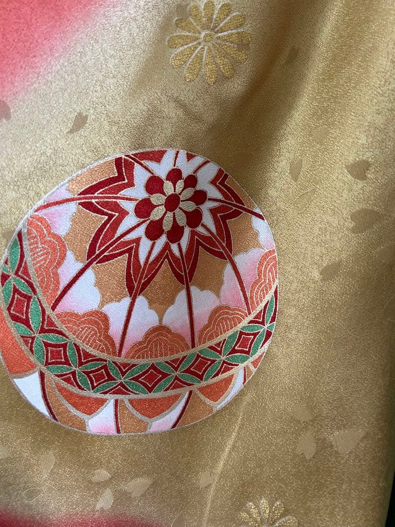 プ*s様 7歳　七五三　正絹着物、帯、帯揚げ、帯締め　しごき　バッグはこせこ扇子